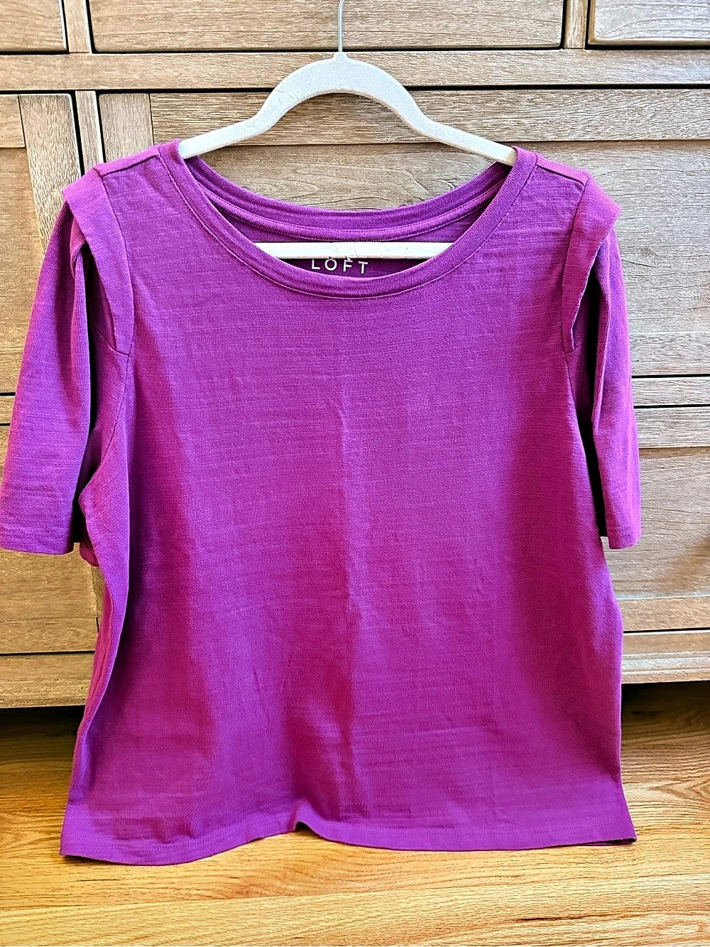 LOFT Cotton Short Sleeve Tee in Purple XL Like New